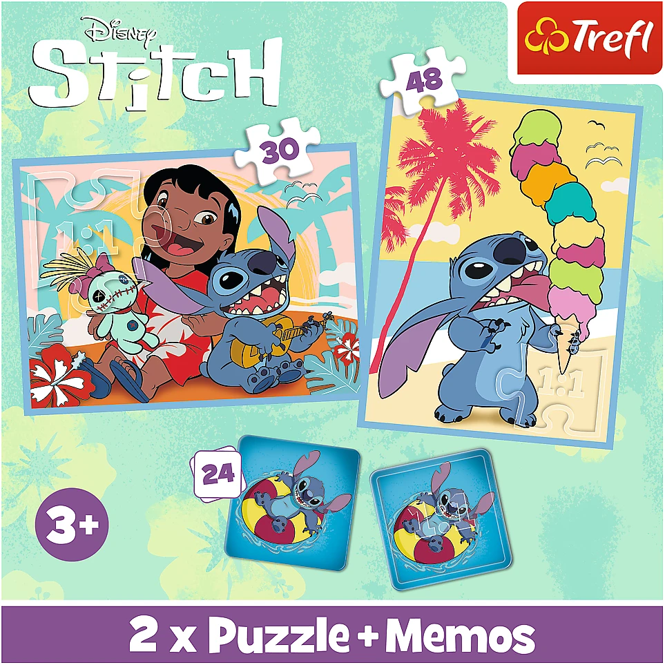 STITCH TREFL 30+ 48+ 24 memo kortelės dėlionė-žaidimas