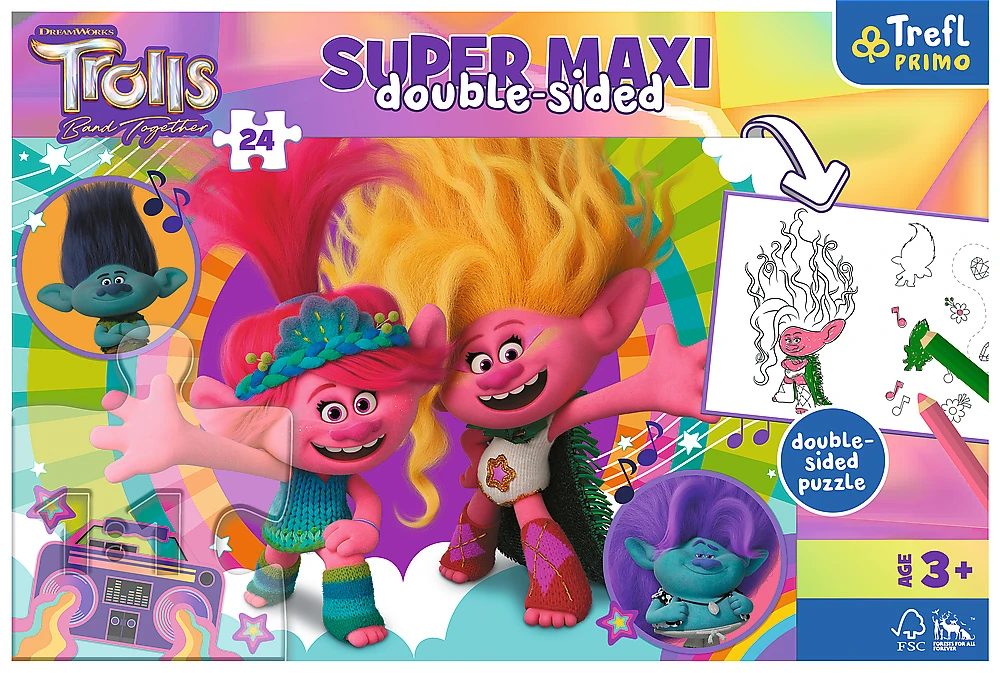 TROLLS TREFL Super maxi dėlionė, 24 det.