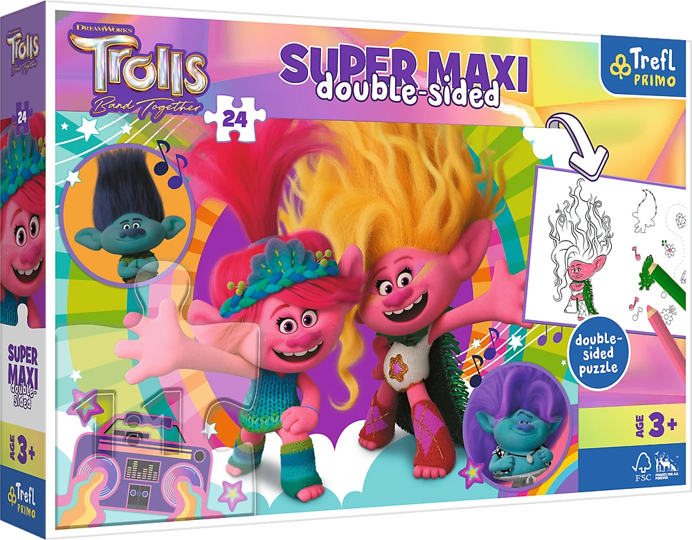 TROLLS TREFL Super maxi dėlionė, 24 det.