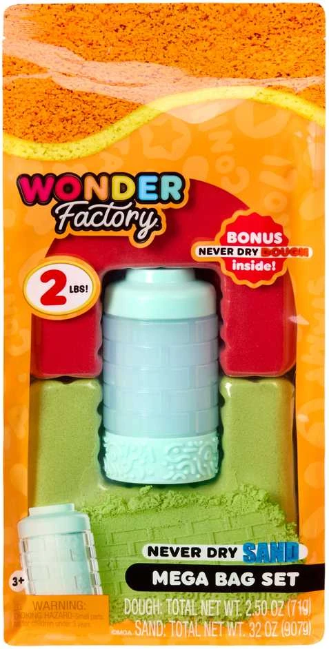 MGA WONDER FACTORY NEVER DRY Kinetinio smėlio ir modelino rinkinys „Mega Bag“