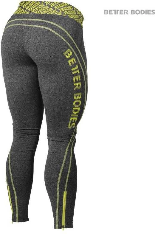 Better Bodies Shaped Logo Tights (Antracite melange/lime) (S )