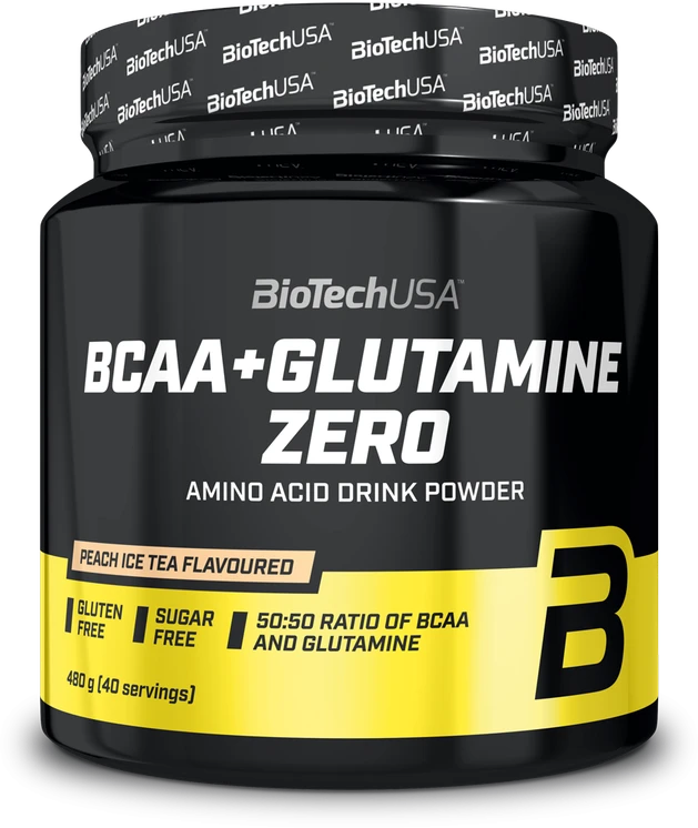 Biotech BCAA + Glutamine Zero 480 g. (Persikų šaltos arbatos skonis)