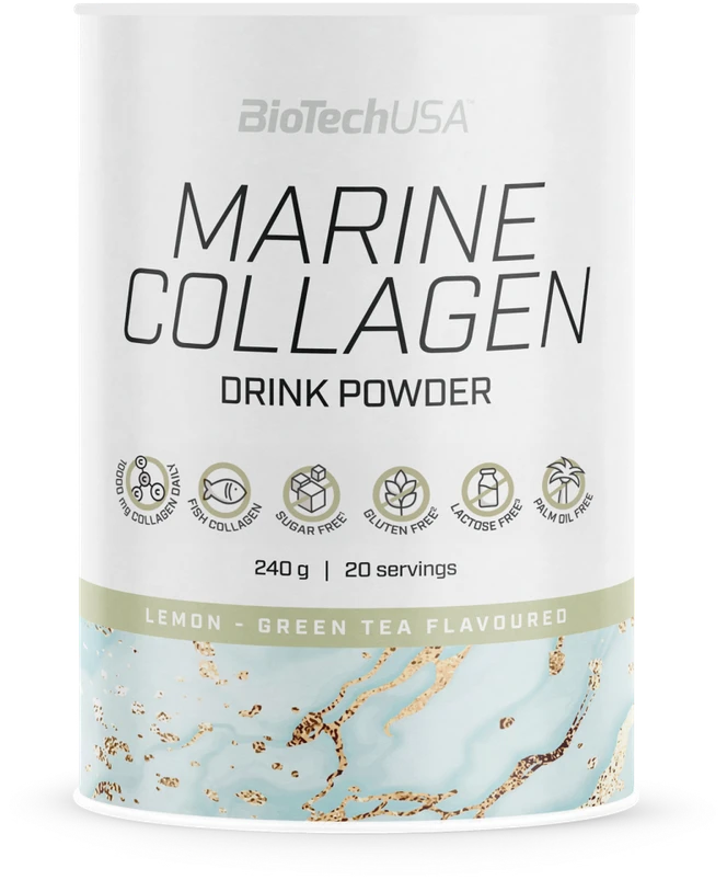 Biotech Marine Collagen (Jūrinis kolagenas iš žuvų) 240g. (Lemon - Žalias Tea skonis)