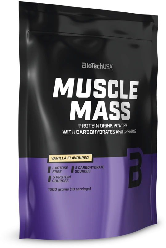 Biotech Muscle Mass 1000 g. (Vanilla skonis )