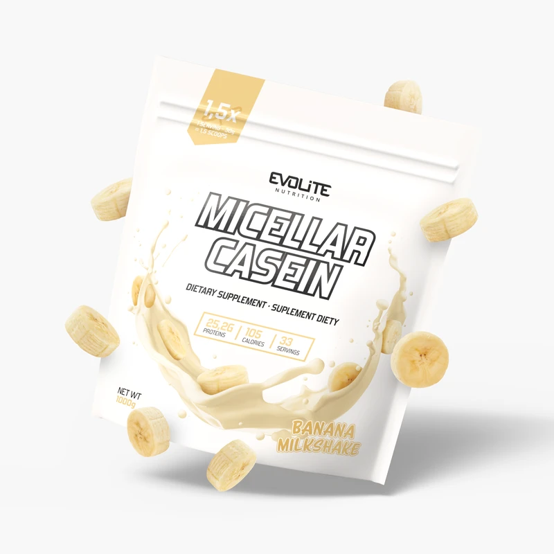 Evolite Micellar Casein 1000 g. (Banana Milkshake skonis)