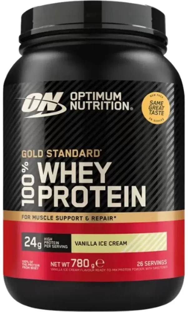 Optimum Nutritions Optimum Nutrition 100% Gold Standard Whey Protein 770g. (Vanilla Ice Kreminis skonis )