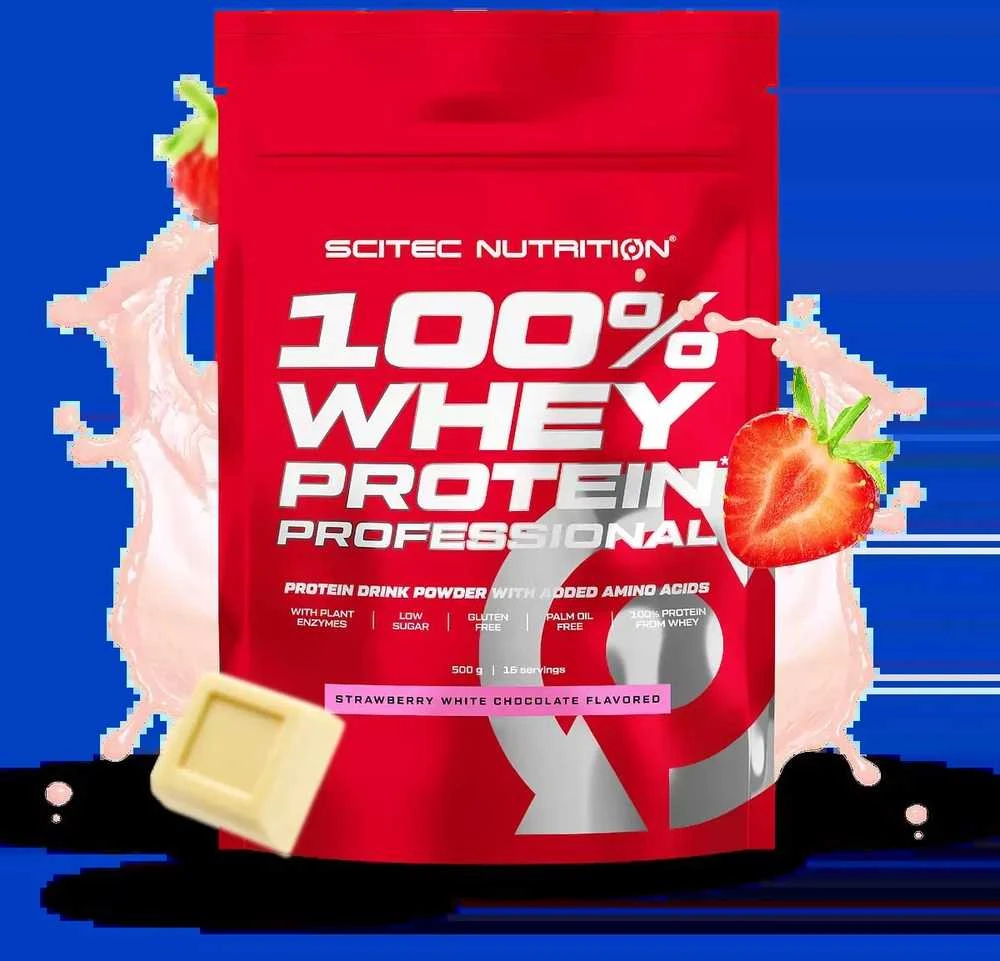 Scitec 100% Whey Protein Professional 500g. (Baltas Chocolate skonis)