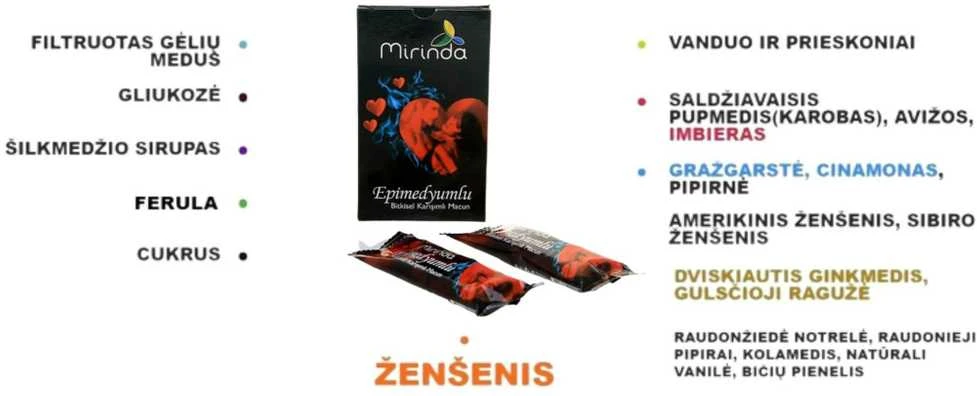 Natūrali valgomoji pasta vyrų potencijai Mirinda macun vienkartinėse pakuotėse 2vnt*10g