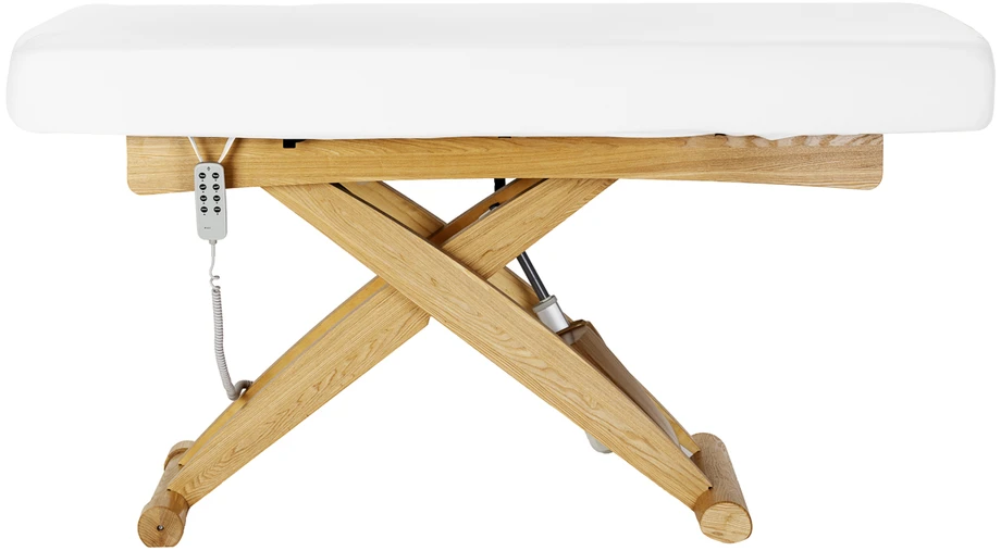 Activeshop Elektrinis SPA procedūrų gultas Sillon Siesta, baltas su šviesios medienos pagrindu