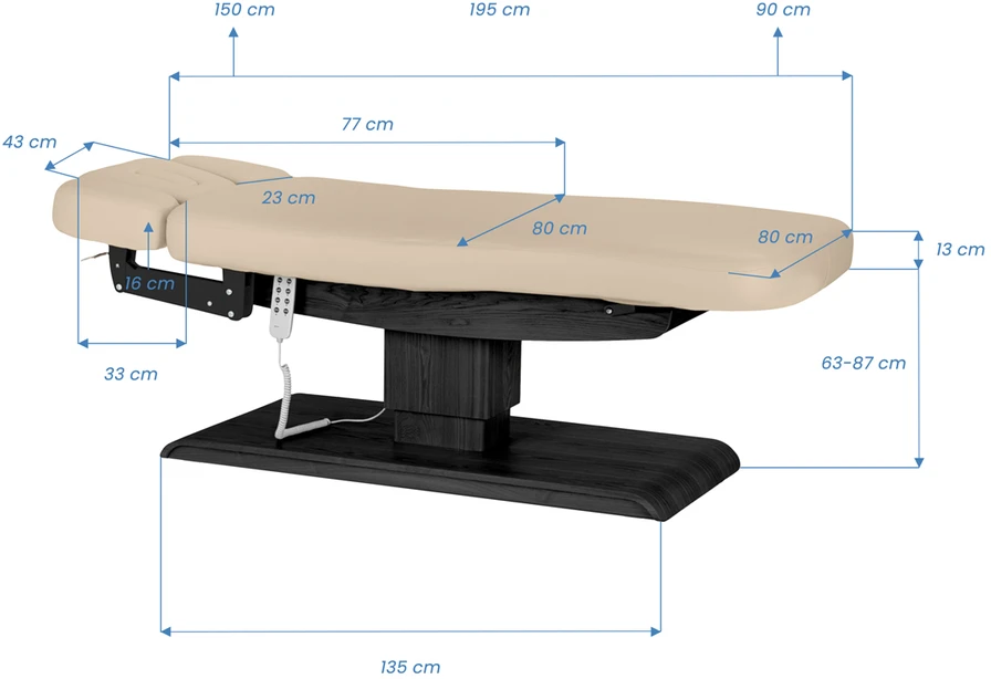 Activeshop Elektrinis SPA procedūrų gultas Sillon Relax, smėlio su tamsios medienos pagrindu
