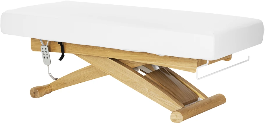 Activeshop Elektrinis SPA procedūrų gultas Sillon Siesta, baltas su šviesios medienos pagrindu