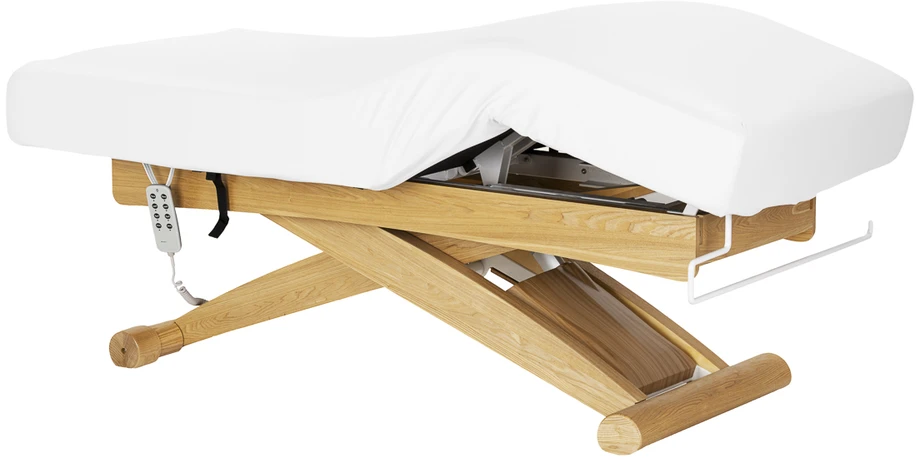 Activeshop Elektrinis SPA procedūrų gultas Sillon Siesta, baltas su šviesios medienos pagrindu