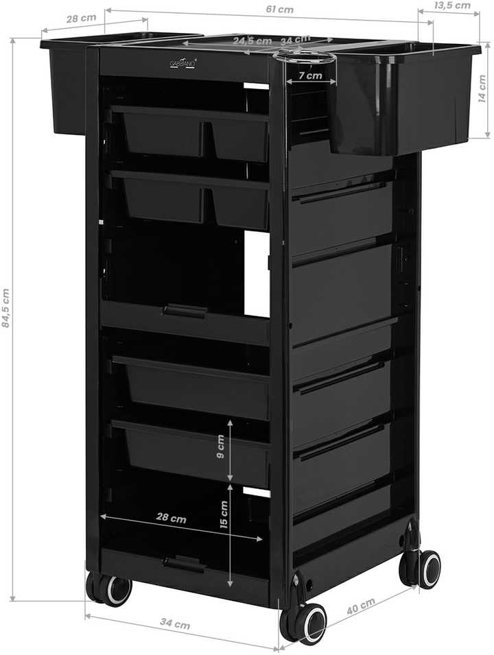 Activeshop Kirpėjo vežimėlis GABBIANO HAIRDRESSER HELPER 68A Juodas