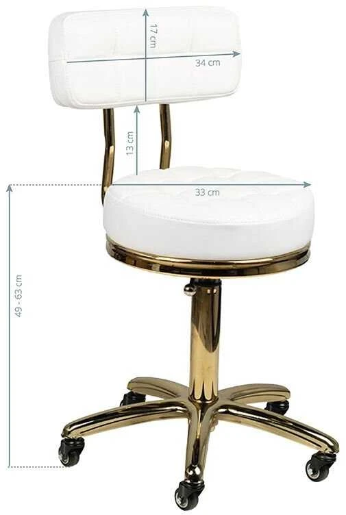 Activeshop Kosmetologinė meistro kėdutė STOOL BEAUTY BACKREST AM-961 GOLD Juodas