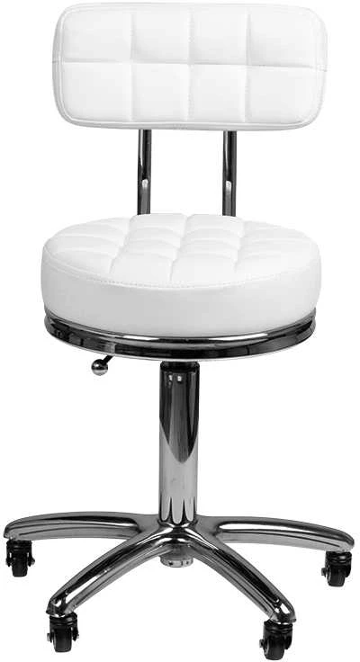 Activeshop Kosmetologinė meistro kėdutė STOOL BEAUTY BACKREST AM-877 Baltas
