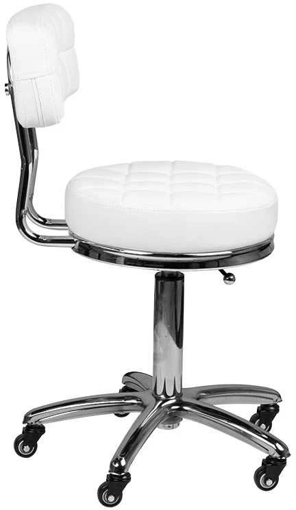 Activeshop Kosmetologinė meistro kėdutė STOOL BEAUTY BACKREST AM-877 Baltas