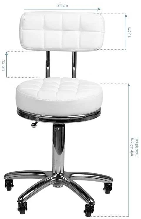 Activeshop Kosmetologinė meistro kėdutė STOOL BEAUTY BACKREST AM-877 Baltas