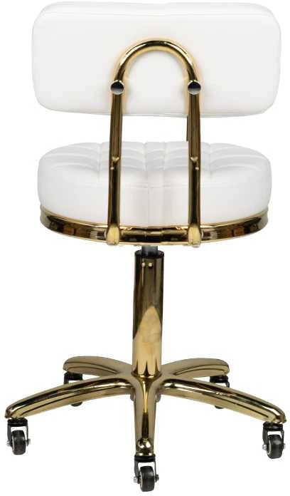 Activeshop Kosmetologinė meistro kėdutė STOOL BEAUTY BACKREST AM-961 GOLD Baltas