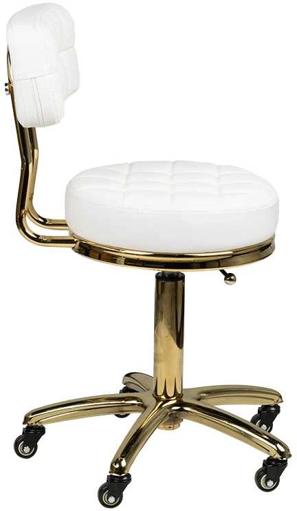 Activeshop Kosmetologinė meistro kėdutė STOOL BEAUTY BACKREST AM-961 GOLD Baltas