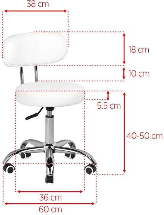 Activeshop Kosmetologinė pedikiūro kėdutė BEAUTY STOOL PEDICURE Baltas HYDRAULIC 39-45CM