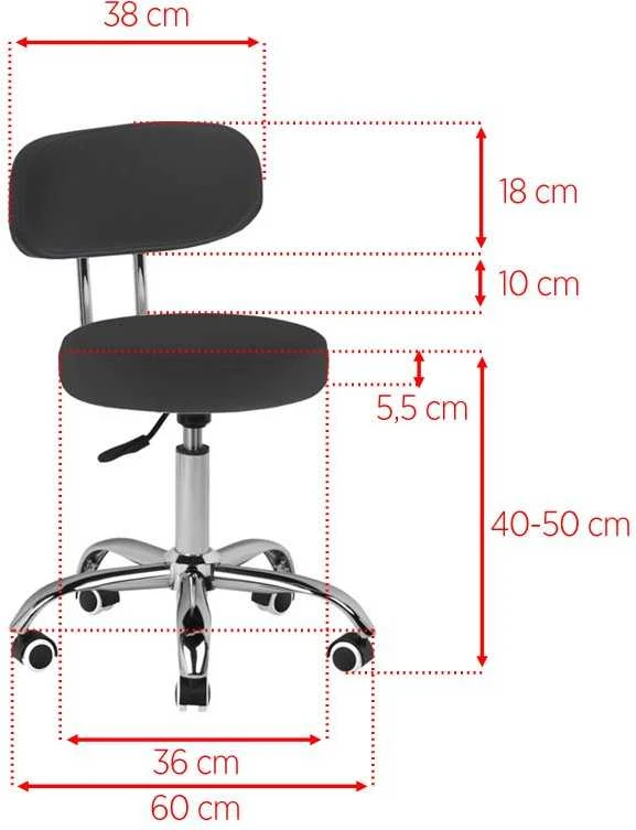 Activeshop Kosmetologinė pedikiūro kėdutė BEAUTY STOOL PEDICURE Juodas HYDRAULIC 39-45CM