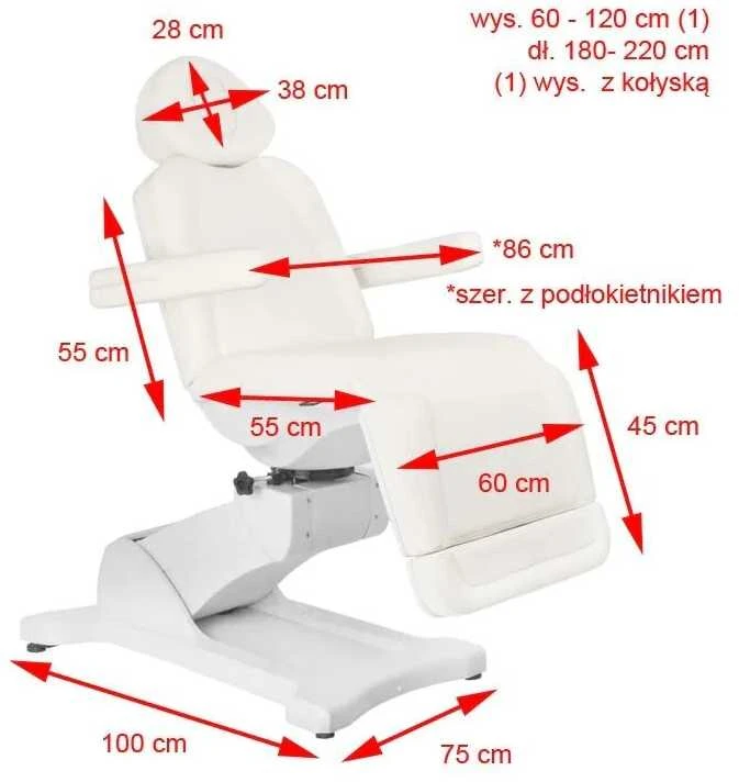 Activeshop Kosmetologinis krėslas AZZURRO 869A ELECTRIC 4 MOTOR Pilkas