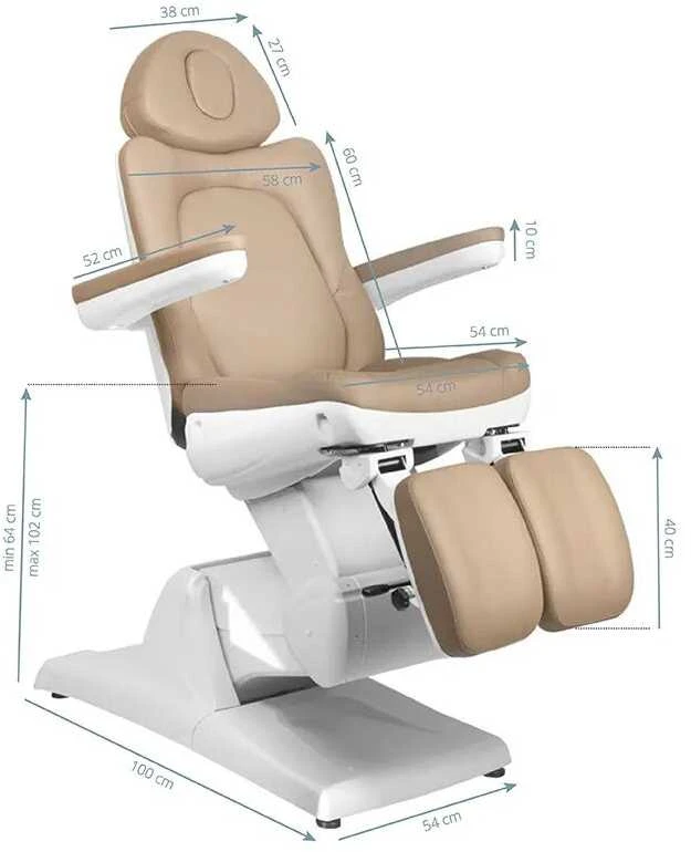 Activeshop Kosmetologinis krėslas AZZURRO 870 PEDI ELECTRIC 3 MOTOR Cappuccino