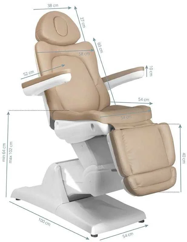 Activeshop Kosmetologinis krėslas AZZURRO 870 ELECTRIC 3 MOTOR Cappuccino
