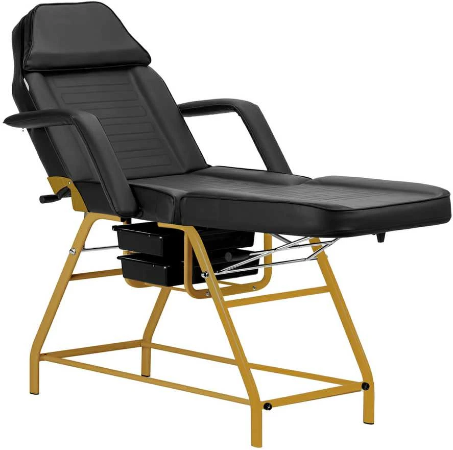 Activeshop Kosmetologinis krėslas BEAUTY CHAIR 557G MODEL GOLD Juodas