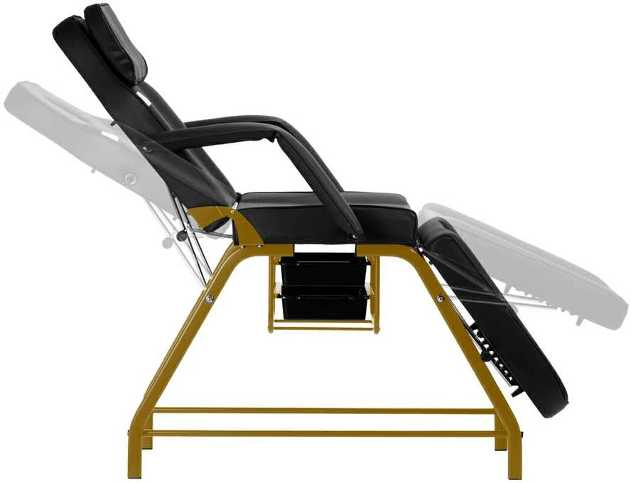 Activeshop Kosmetologinis krėslas BEAUTY CHAIR 557G MODEL GOLD Juodas
