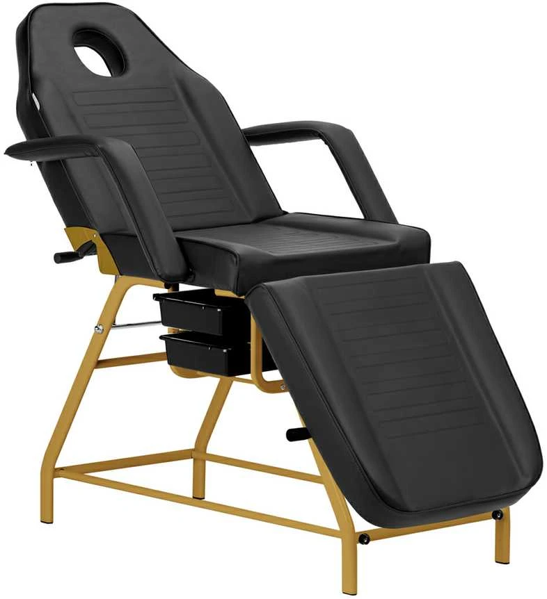 Activeshop Kosmetologinis krėslas BEAUTY CHAIR 557G MODEL GOLD Juodas