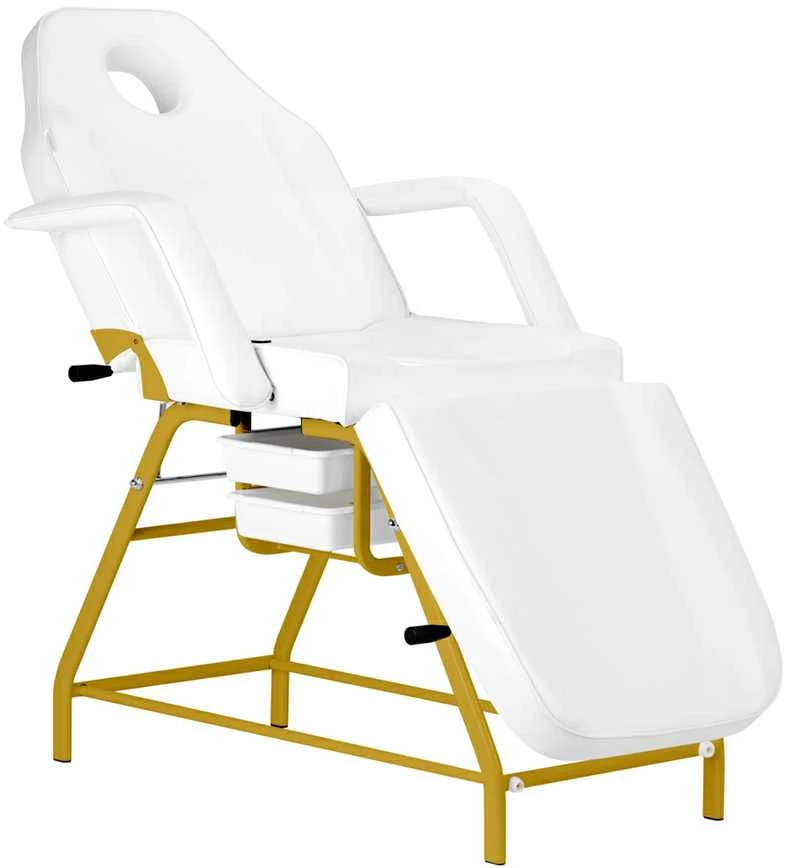 Activeshop Kosmetologinis krėslas BEAUTY CHAIR 557G MODEL GOLD Baltas