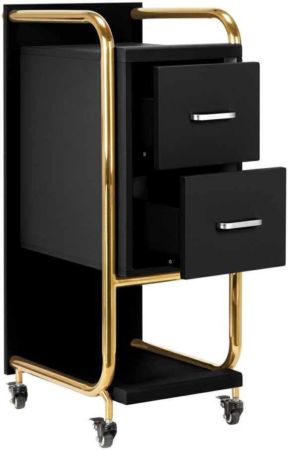 Activeshop Kosmetologinis vežimėlis GABBIANO HAIRDRESSER HELPER SOLO MODEL GOLD Juodas