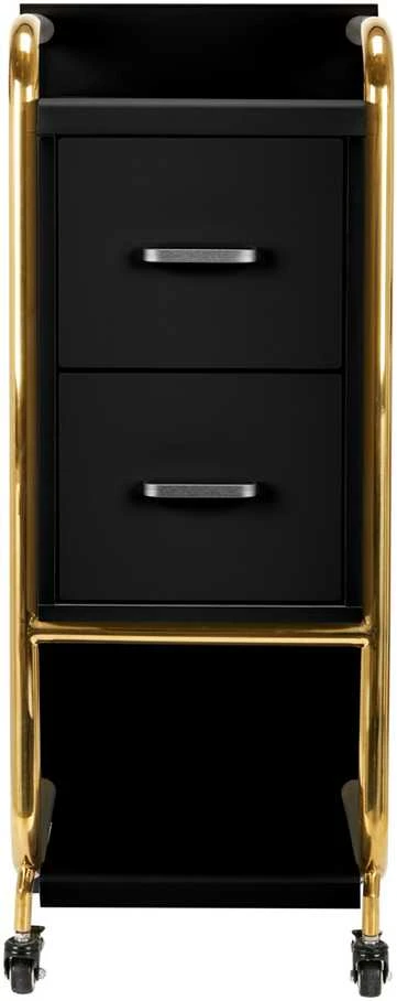 Activeshop Kosmetologinis vežimėlis GABBIANO HAIRDRESSER HELPER SOLO MODEL GOLD Juodas