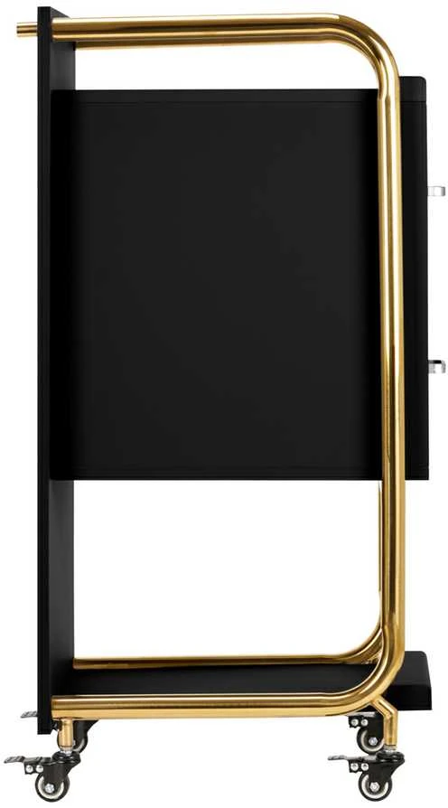 Activeshop Kosmetologinis vežimėlis GABBIANO HAIRDRESSER HELPER SOLO MODEL GOLD Juodas