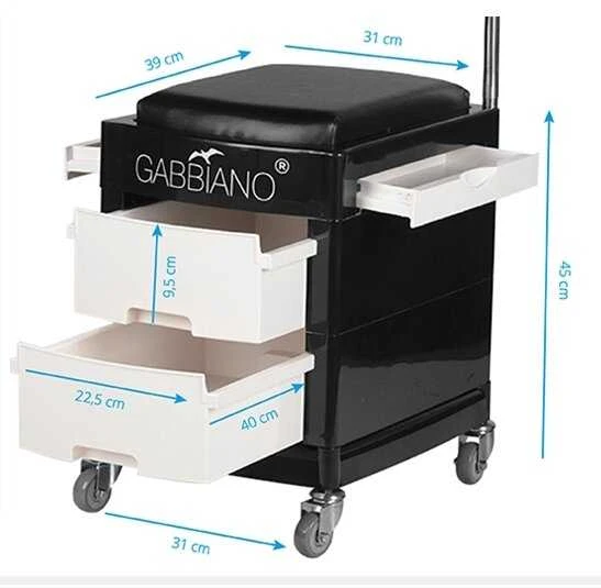 Activeshop Kosmetologinis vežimėlis - kojų atrama pedikiūrui HELPER PLUS PEDICURE STOOL 2 Juodas/Baltas