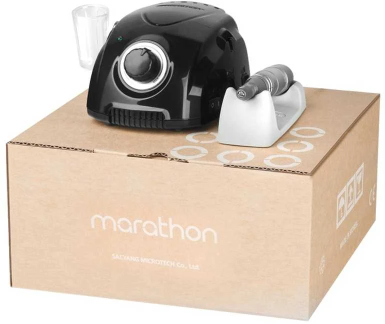Activeshop Profesionali nagų freza Saeyang Marathon 3 Champion juoda + antgalis H200