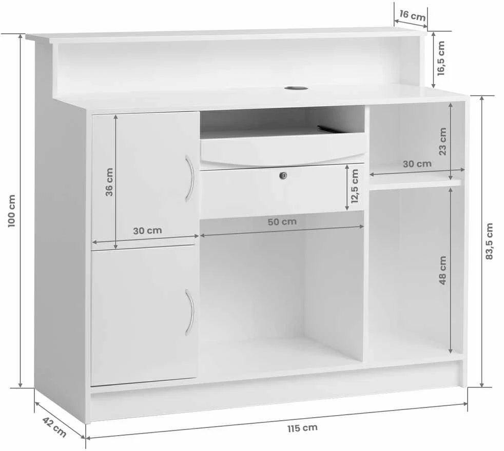 Activeshop Registratūros stalas GABBIANO RECEPTION DESK DIAMOND Baltas