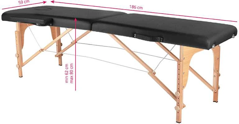 Activeshop Sulankstomas masažo stalas Wood Comfort, juodas