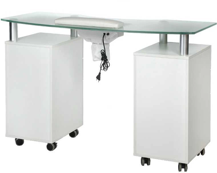 Beauty System Manikiūro stalas su dulkių ištraukėju MANICURE DESK PRACTIC GLASS Baltas
