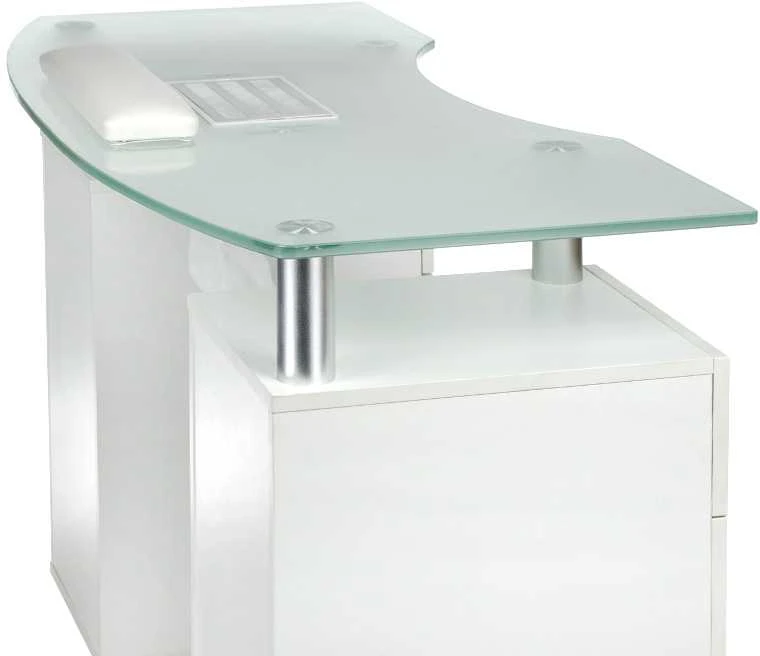 Beauty System Manikiūro stalas su dulkių ištraukėju MANICURE DESK PRACTIC GLASS Baltas
