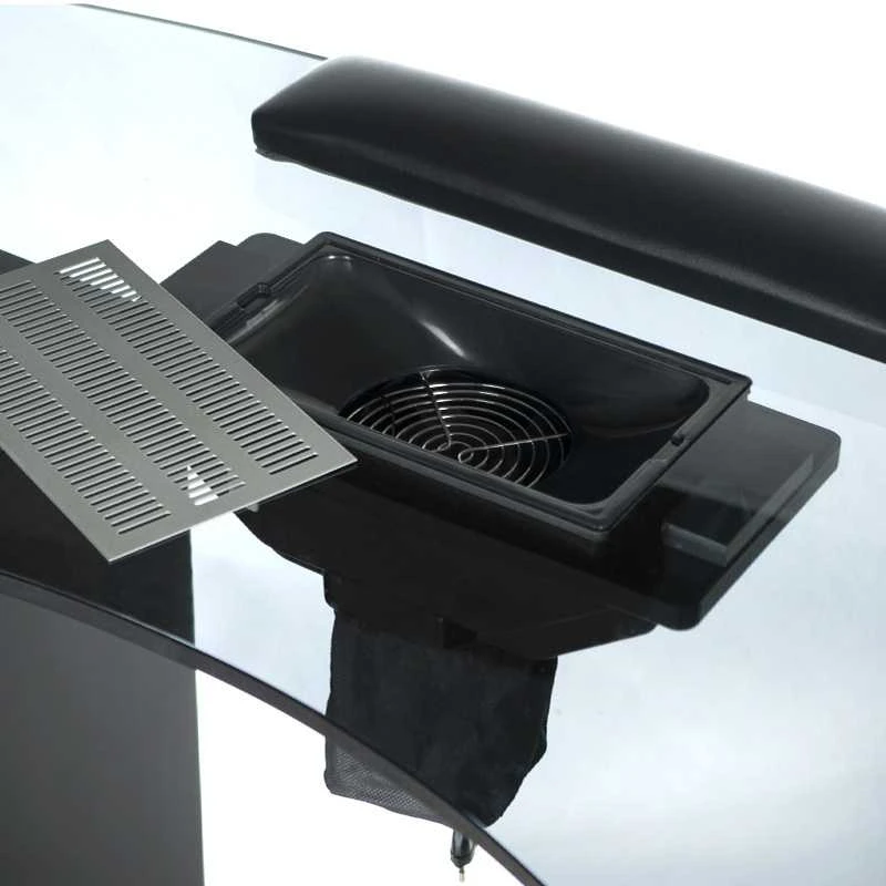 Beauty System Manikiūro stalas su dulkių surinkėju MANICURE DESK PRACTIC GLASS Juodas