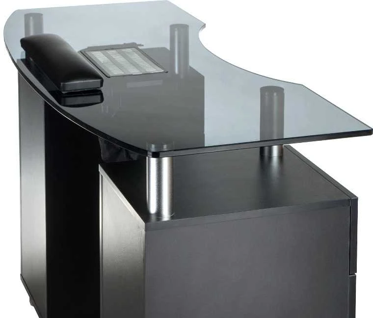 Beauty System Manikiūro stalas su dulkių surinkėju MANICURE DESK PRACTIC GLASS Juodas