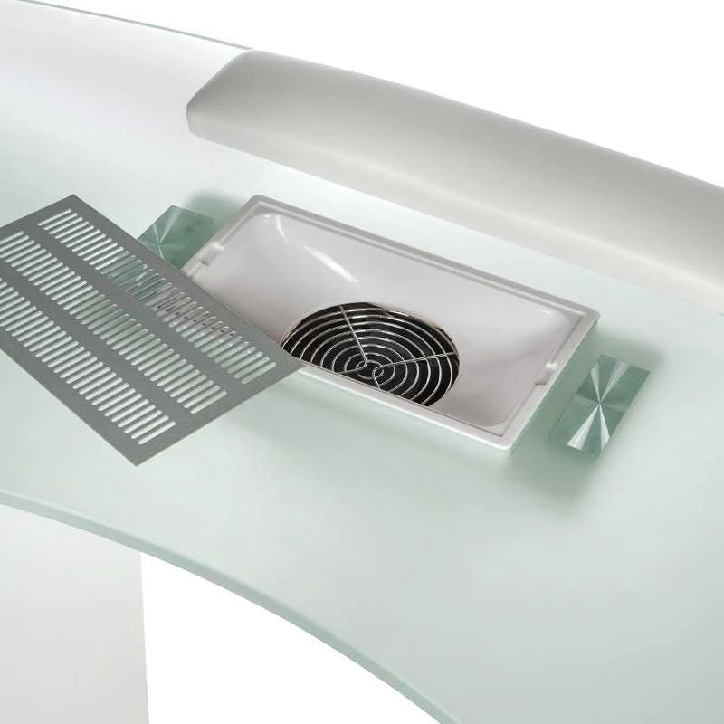 Beauty System Manikiūro stalas su dulkių ištraukėju MANICURE DESK PRACTIC GLASS Baltas