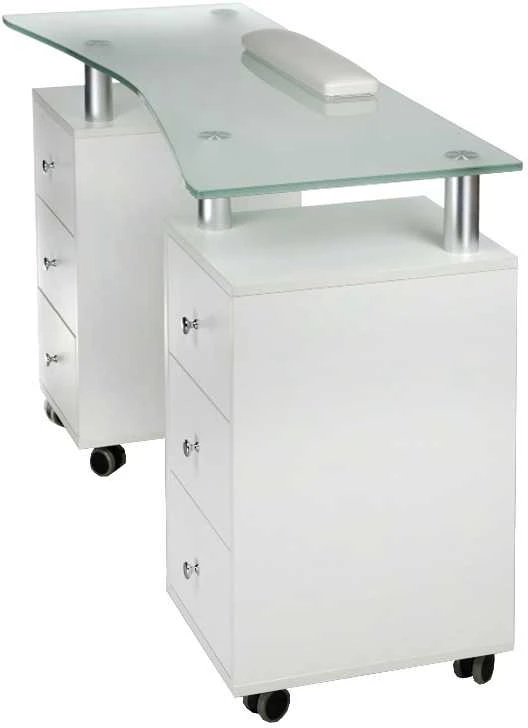 Beauty System Kosmetologinis stalas MANICURE DESK ESTHETIC GLASS Baltas