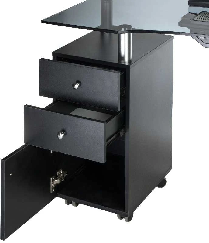 Beauty System Manikiūro stalas su dulkių surinkėju MANICURE DESK PRACTIC GLASS Juodas