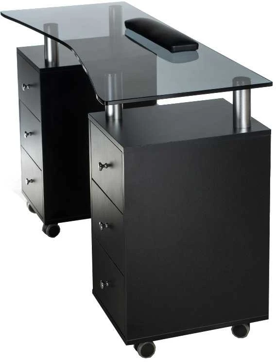 Beauty System Kosmetologinis stalas MANICURE DESK ESTHETIC GLASS Juodas