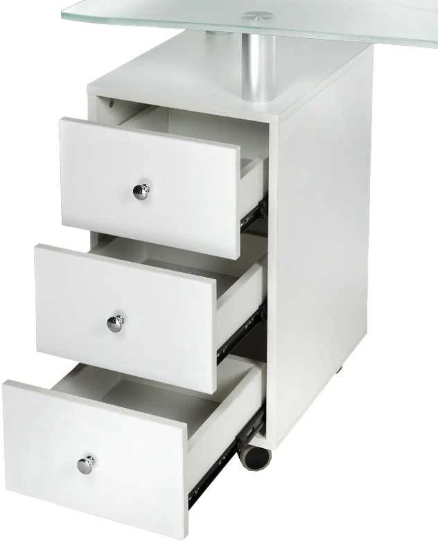Beauty System Kosmetologinis stalas MANICURE DESK ESTHETIC GLASS Baltas