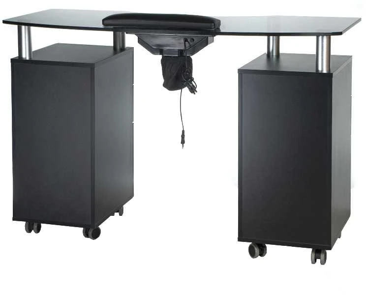 Beauty System Manikiūro stalas su dulkių surinkėju MANICURE DESK PRACTIC GLASS Juodas