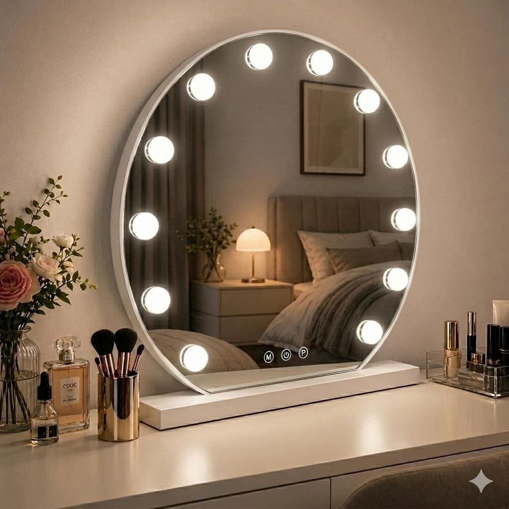 Beauty System LED apšviestas veidrodis HOLLYWOOD Ø 50cm